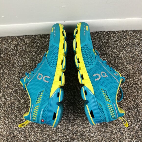On Cloud Cloudflyer Blue/Yellow Maui/Lemon Running Shoes Womens Size 7.5 - Picture 4 of 10